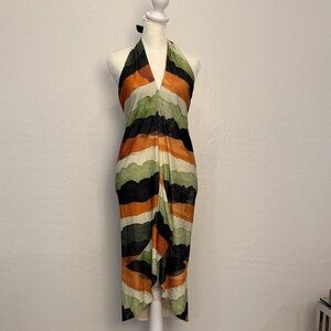 Striped Halter Swim Coverup